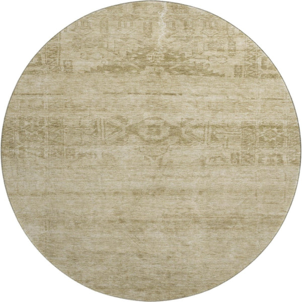 HomeRoots 8' Beige and Taupe Oriental Round Rug – Washable, UV Protected, Durable for Busy Homes & Stylish Décor 695933