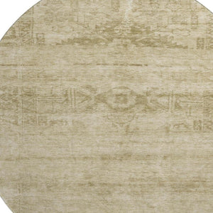 HomeRoots 8' Beige and Taupe Oriental Round Rug – Washable, UV Protected, Durable for Busy Homes & Stylish Décor 695933