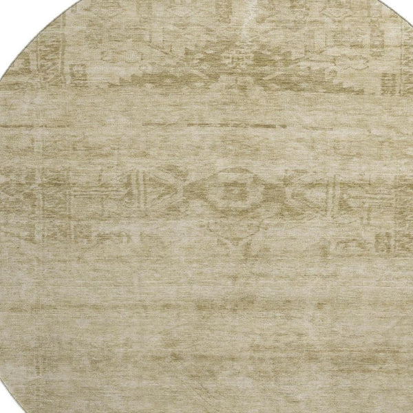 HomeRoots 8' Beige and Taupe Oriental Round Rug – Washable, UV Protected, Durable for Busy Homes & Stylish Décor 695933