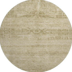 HomeRoots 8' Beige and Taupe Oriental Round Rug – Washable, UV Protected, Durable for Busy Homes & Stylish Décor 695933