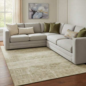 HomeRoots 8' X 10' Beige & Taupe Oriental Area Rug - Durable, Washable, UV-Protected for Busy Homes & Kids 695934