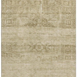HomeRoots 9' X 12' Beige & Taupe Transitional Oriental Area Rug - Washable, UV-Protected, Stain-Resistant Design 695935