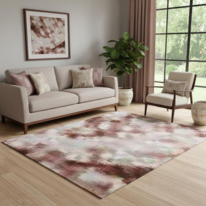 HomeRoots 5' X 8' Blush and Pink Oriental Area Rug - Washable, UV Protected, Pet-Friendly for Any Room 695938
