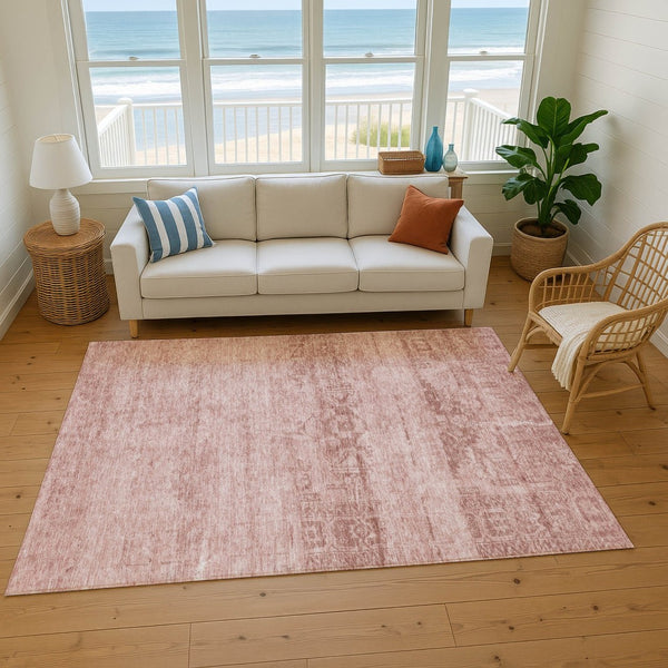HomeRoots 5' X 8' Blush and Pink Oriental Area Rug - Washable, UV Protected, Pet-Friendly for Any Room 695938