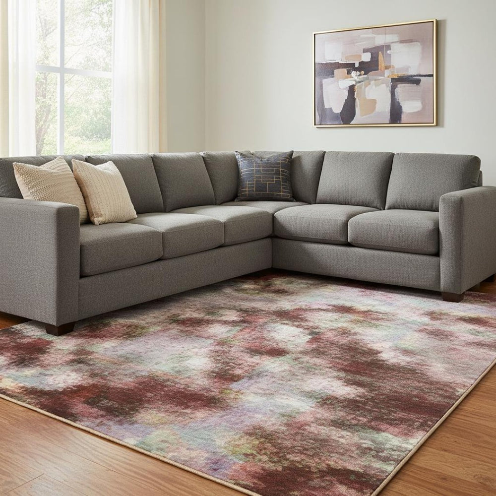 HomeRoots 8' X 10' Blush and Pink Oriental Washable Area Rug - Durable, Stain-Resistant, UV Protected Design! 695940