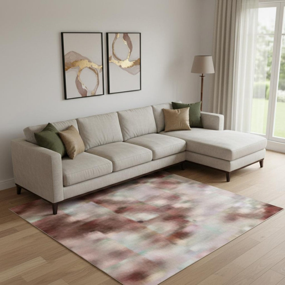 HomeRoots 10' X 14' Blush & Pink Oriental Washable Area Rug - Elegant, Durable, UV-Protected for Every Room 695942