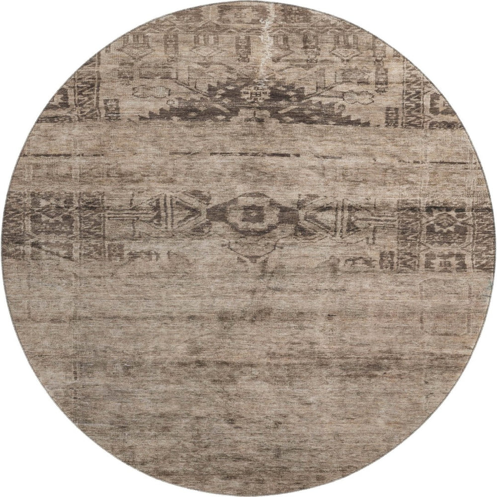 HomeRoots 8' Brown and Taupe Oriental Area Rug – Washable, UV Protected, Stain Resistant, Perfect for Families! 695945