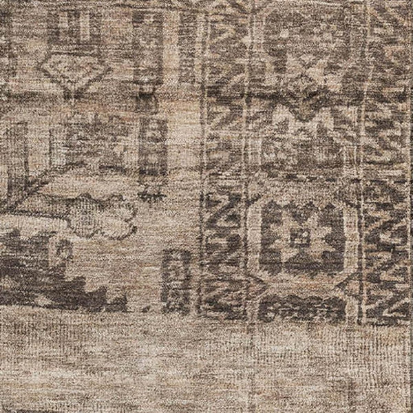 HomeRoots 8' x 10' Washable Brown and Taupe Oriental Area Rug with UV Protection for High-Traffic Spaces 695946