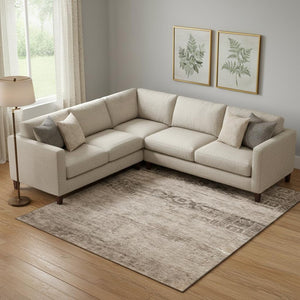 HomeRoots 10' Brown & Taupe Oriental Washable Area Rug - UV Protected, Stain-Resistant, Perfect for Families 695948
