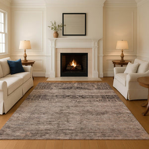 HomeRoots 10' Brown & Taupe Oriental Washable Area Rug - UV Protected, Stain-Resistant, Perfect for Families 695948
