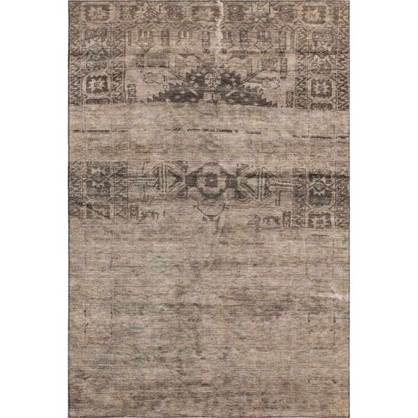 HomeRoots 10' Brown & Taupe Oriental Washable Area Rug - UV Protected, Stain-Resistant, Perfect for Families 695948