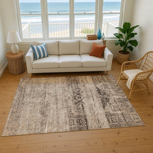 HomeRoots 10' Brown & Taupe Oriental Washable Area Rug - UV Protected, Stain-Resistant, Perfect for Families 695948