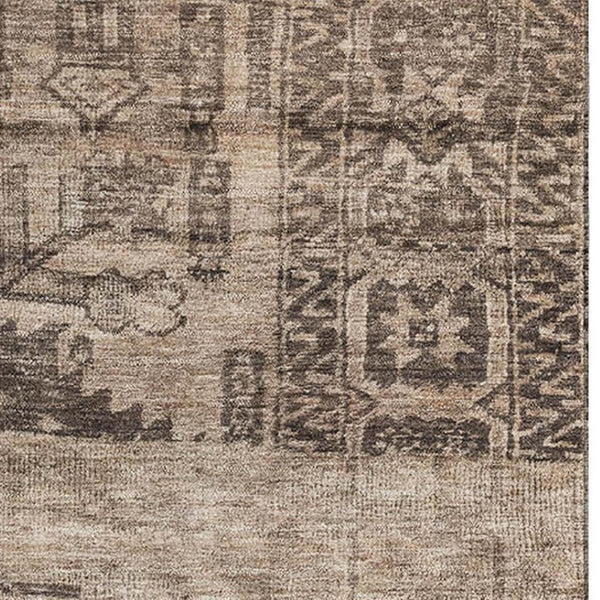 HomeRoots 10' Brown & Taupe Oriental Washable Area Rug - UV Protected, Stain-Resistant, Perfect for Families 695948