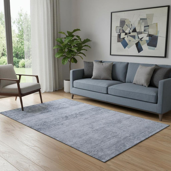 HomeRoots 5' X 8' Denim Blue & Sky Blue Washable Area Rug with UV Protection, Perfect for Families & Pets 695950
