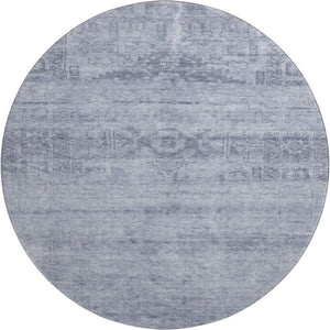 HomeRoots 8' Denim Blue Round Rug - Stain-Resistant, UV Protected, Durable Oriental Design for Indoor & Outdoor Spaces 695951