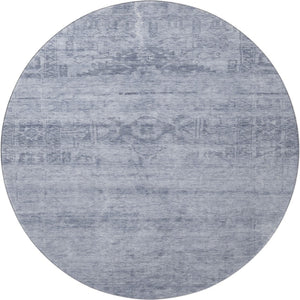 HomeRoots 8' Denim Blue Round Rug - Stain-Resistant, UV Protected, Durable Oriental Design for Indoor & Outdoor Spaces 695951
