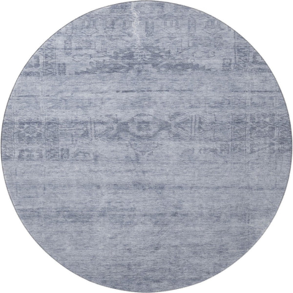 HomeRoots 8' Denim Blue Round Rug - Stain-Resistant, UV Protected, Durable Oriental Design for Indoor & Outdoor Spaces 695951