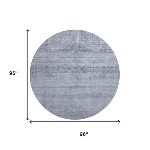 HomeRoots 8' Denim Blue Round Rug - Stain-Resistant, UV Protected, Durable Oriental Design for Indoor & Outdoor Spaces 695951