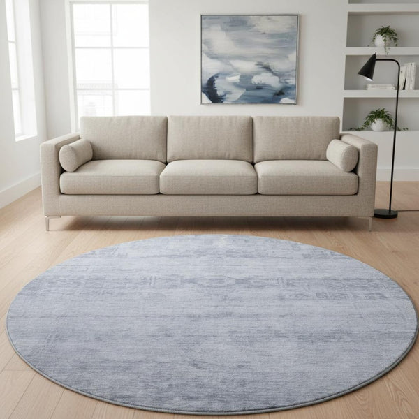HomeRoots 8' Denim Blue Round Rug - Stain-Resistant, UV Protected, Durable Oriental Design for Indoor & Outdoor Spaces 695951