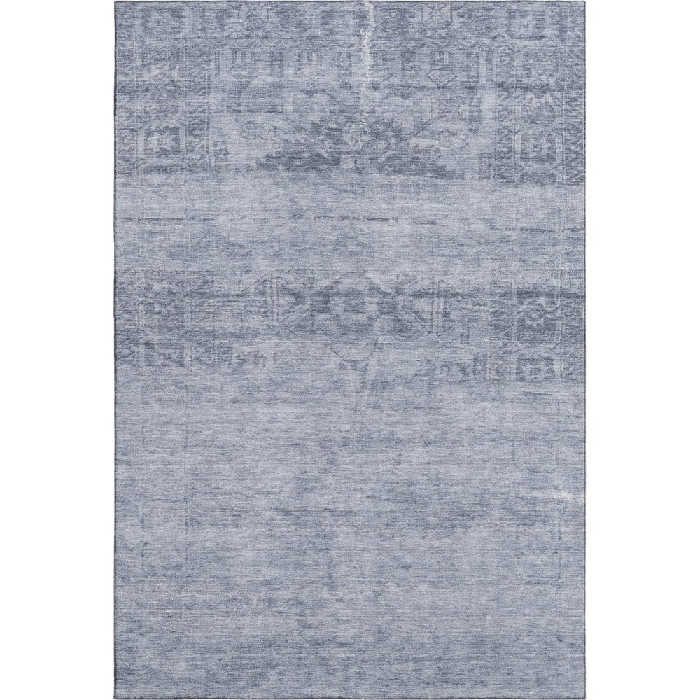 HomeRoots 9' X 12' Washable Denim Blue and Sky Blue Oriental Area Rug with UV Protection for Active Homes 695953