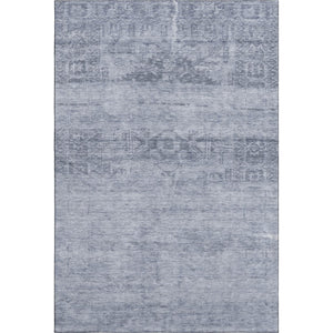 HomeRoots 9' X 12' Washable Denim Blue and Sky Blue Oriental Area Rug with UV Protection for Active Homes 695953