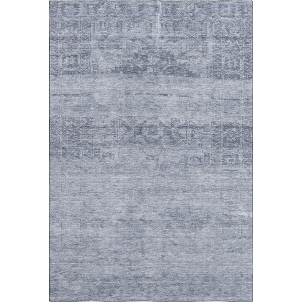 HomeRoots 9' X 12' Washable Denim Blue and Sky Blue Oriental Area Rug with UV Protection for Active Homes 695953