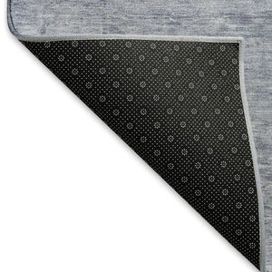 HomeRoots 9' X 12' Washable Denim Blue and Sky Blue Oriental Area Rug with UV Protection for Active Homes 695953