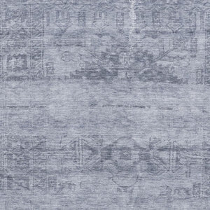 HomeRoots 9' X 12' Washable Denim Blue and Sky Blue Oriental Area Rug with UV Protection for Active Homes 695953
