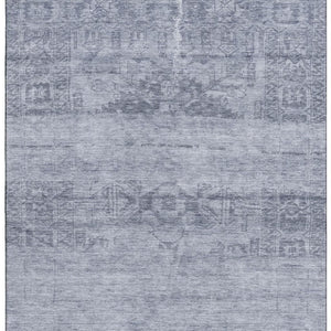 HomeRoots 9' X 12' Washable Denim Blue and Sky Blue Oriental Area Rug with UV Protection for Active Homes 695953