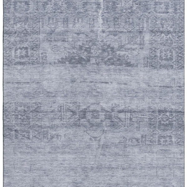 HomeRoots 10' X 14' Denim Blue & Sky Blue Washable Area Rug with UV Protection for Family Spaces & Easy Care 695954
