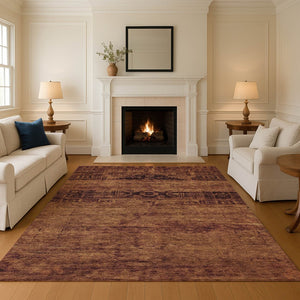 HomeRoots 5' x 8' Washable Rust and Chocolate Oriental Area Rug with UV Protection for Family Spaces 695956