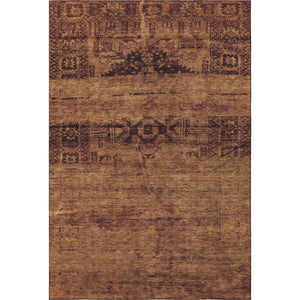 HomeRoots 5' x 8' Washable Rust and Chocolate Oriental Area Rug with UV Protection for Family Spaces 695956