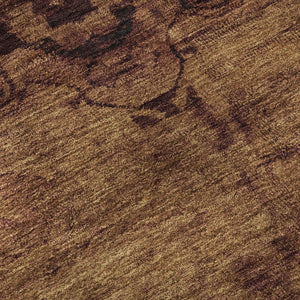 HomeRoots 8' Washable Oriental Round Rug in Rust & Chocolate - UV-Protected, Stylish & Durable for Homes 695957