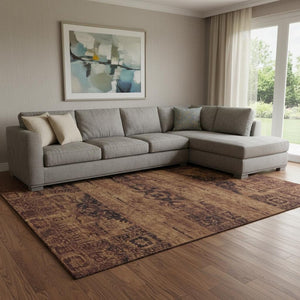 HomeRoots 8' X 10' Rust and Chocolate Oriental Area Rug – Washable, UV-Protected, Pet-Friendly Charm for Any Room 695958