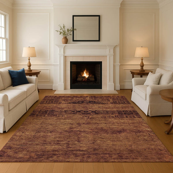 HomeRoots 10' X 14' Luxurious Rust and Chocolate Oriental Area Rug – Durable, Washable, UV Protected Design 695960