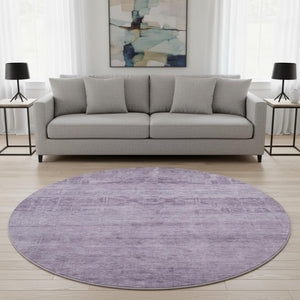 HomeRoots 8' Plum and Lavender Oriental Round Rug - Washable, UV Protected, Stain Resistant for Busy Homes 695963
