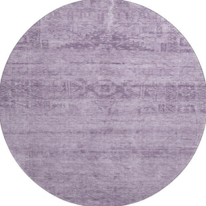 HomeRoots 8' Plum and Lavender Oriental Round Rug - Washable, UV Protected, Stain Resistant for Busy Homes 695963