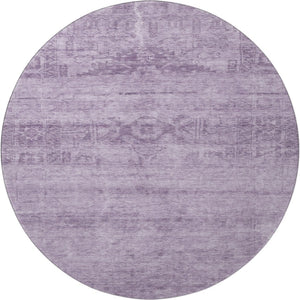 HomeRoots 8' Plum and Lavender Oriental Round Rug - Washable, UV Protected, Stain Resistant for Busy Homes 695963