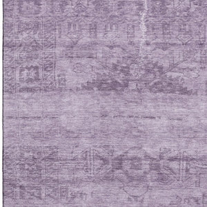 HomeRoots 10' X 14' Plum & Lavender Washable Oriental Area Rug - UV Protection, Stain Resistant, Non-Slip Backing 695966