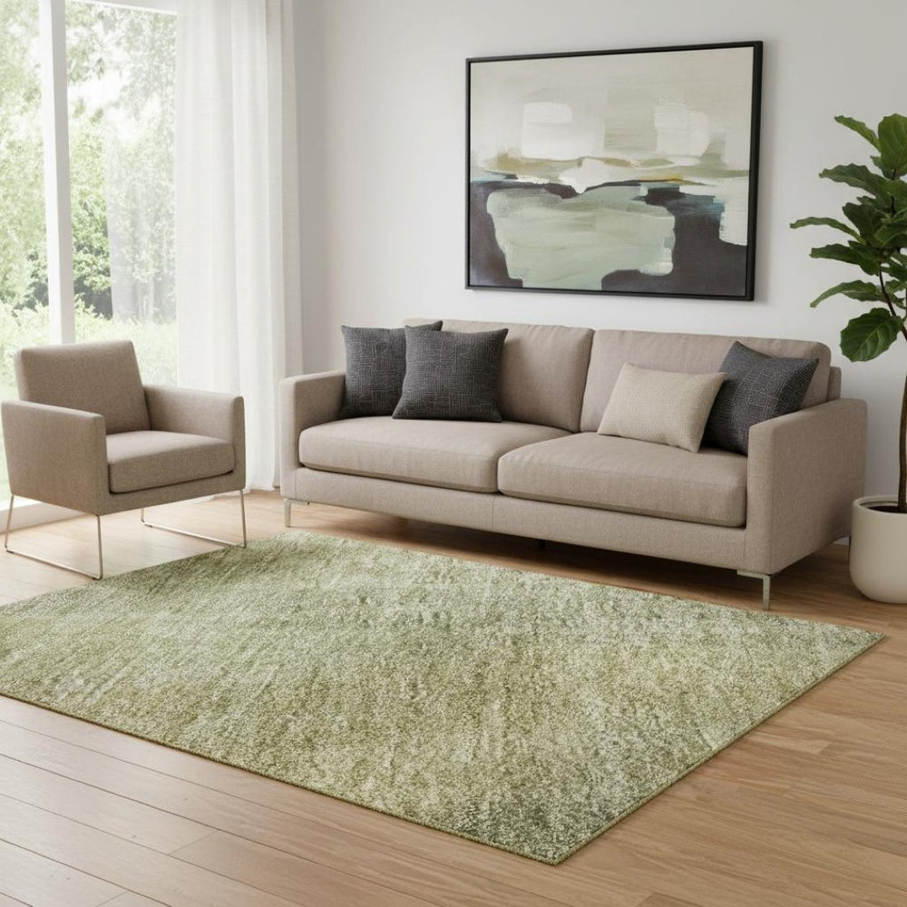 HomeRoots 5' Artichoke Green & Copper Abstract Washable Area Rug – UV Protected, Stain Resistant & Stylish! 695968