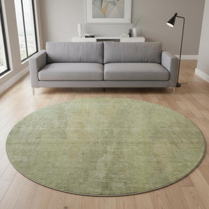 HomeRoots 8' Artichoke Green & Copper Abstract Washable Rug – Durable, Stain-Resistant, UV Protected for Homes 695969
