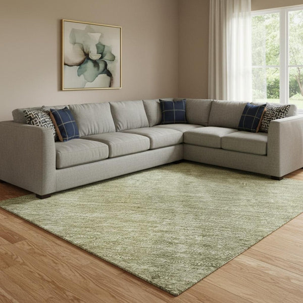 HomeRoots 8' X 10' Artichoke Green & Copper Abstract Washable Rug - Durable, Stain-Resistant, UV Protected Design 695970
