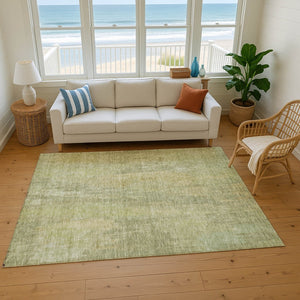 HomeRoots 8' X 10' Artichoke Green & Copper Abstract Washable Rug - Durable, Stain-Resistant, UV Protected Design 695970