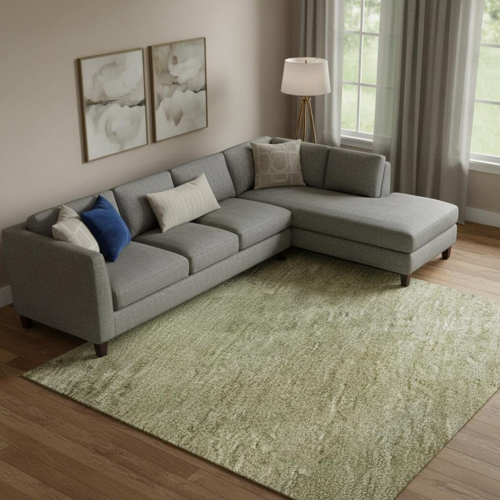 HomeRoots 9' Modern Artichoke Green & Copper Abstract Washable Area Rug - UV Protected, Stain-Resistant Design 695971