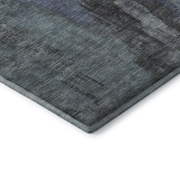 HomeRoots 8' Blue Charcoal and Gray Abstract Washable Round Rug - UV Protected, Stain Resistant, Durable Design 695975