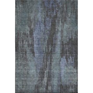 HomeRoots 8' X 10' Abstract Blue Charcoal & Gray Washable Area Rug with UV Protection for Busy Homes 695976