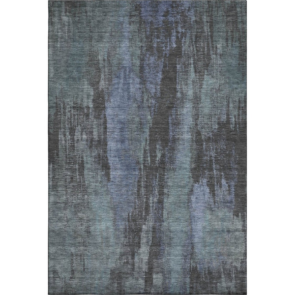 HomeRoots 8' X 10' Abstract Blue Charcoal & Gray Washable Area Rug with UV Protection for Busy Homes 695976