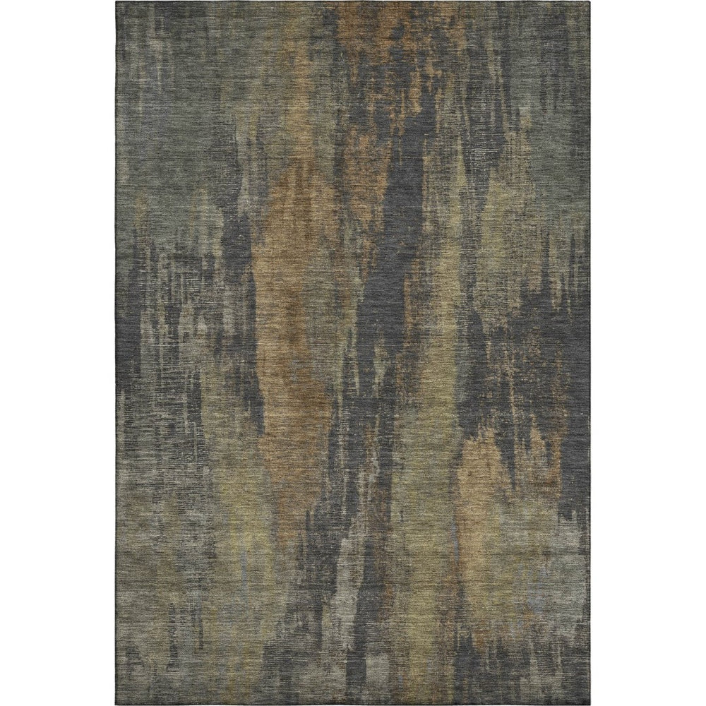 HomeRoots 5' X 8' Abstract Charcoal Gold Copper Area Rug – Washable, UV-Protected, Stylish for High-Traffic Spaces 695980