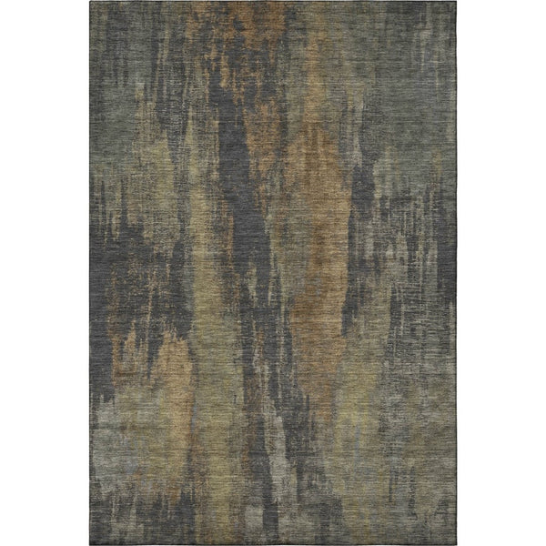 HomeRoots 5' X 8' Abstract Charcoal Gold Copper Area Rug – Washable, UV-Protected, Stylish for High-Traffic Spaces 695980