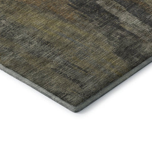 HomeRoots 8' Charcoal Gold & Copper Abstract Round Rug - Washable, UV-Protected, Stain-Resistant Design for Homes 695981